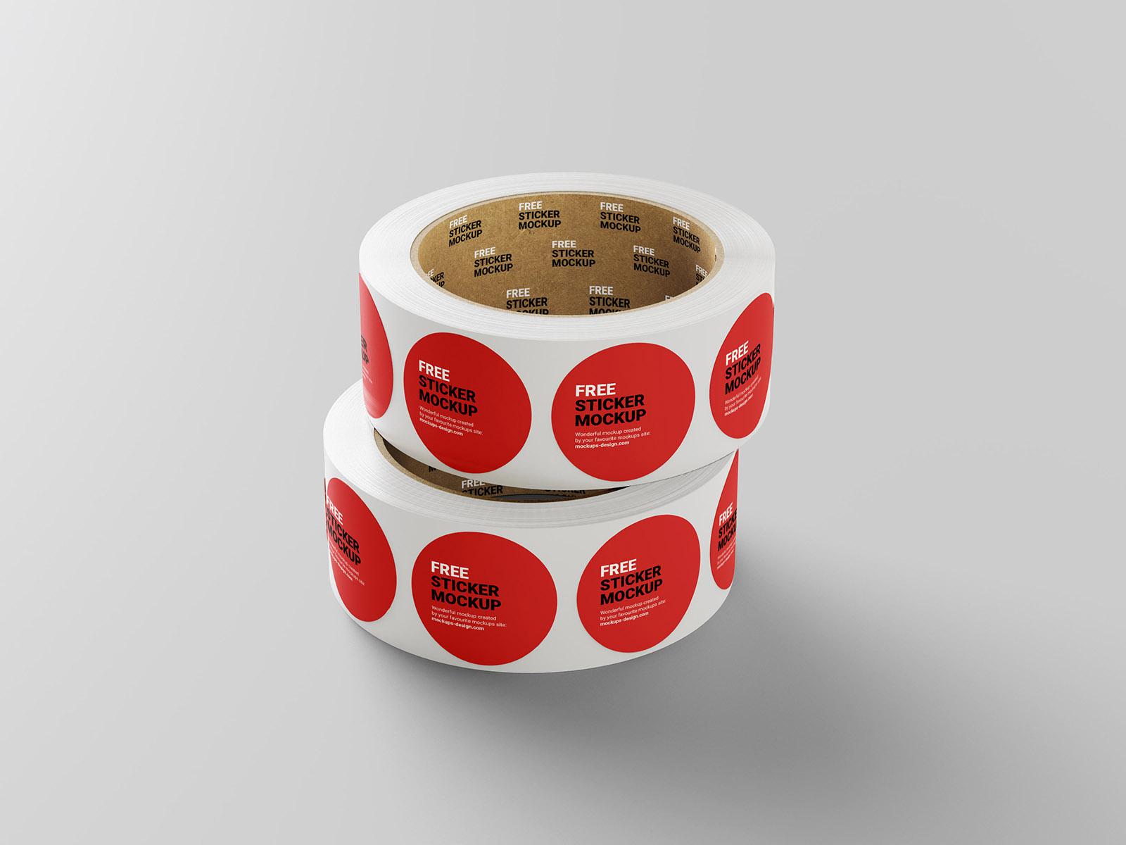 5 Free Round Roll Sticker Labels Mockup PSD Set
