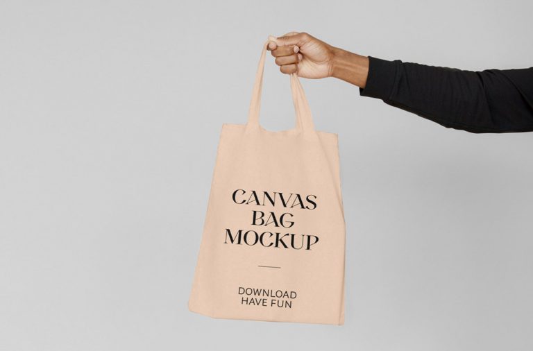 Canvas Bag Hand Mockup