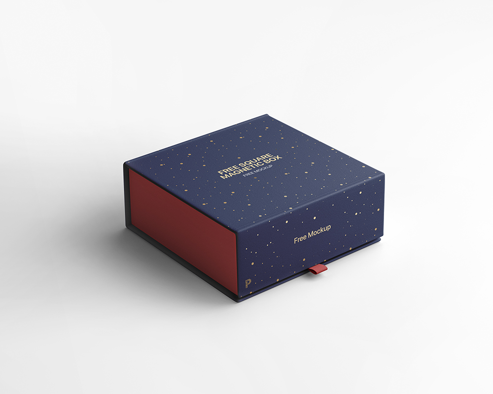 Free Square Magnetic Box Mockup