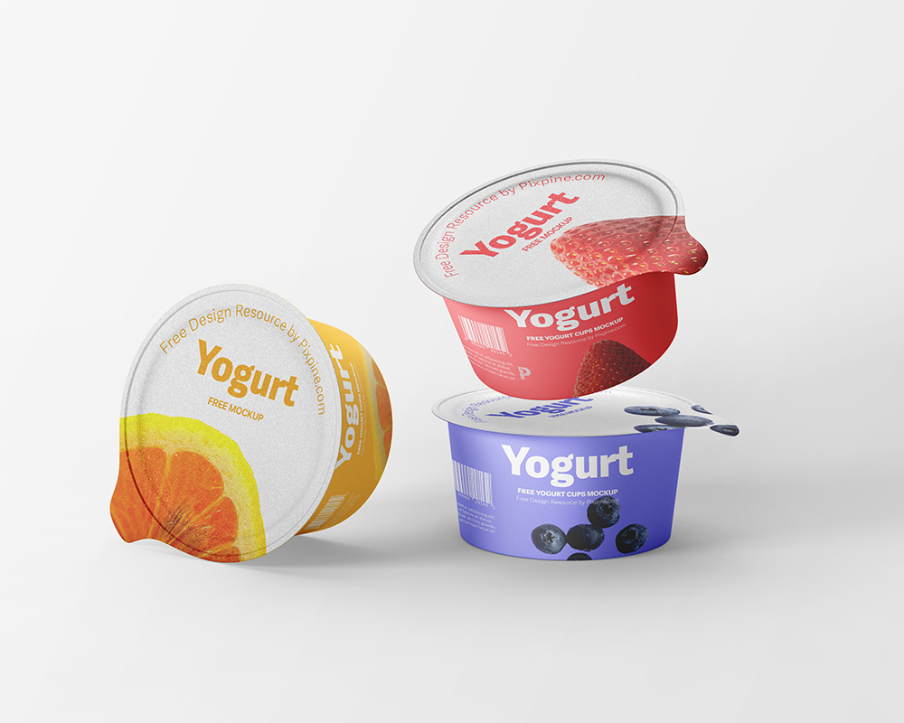 Free Yogurt Cups Mockup for Branding Free Package Mockups