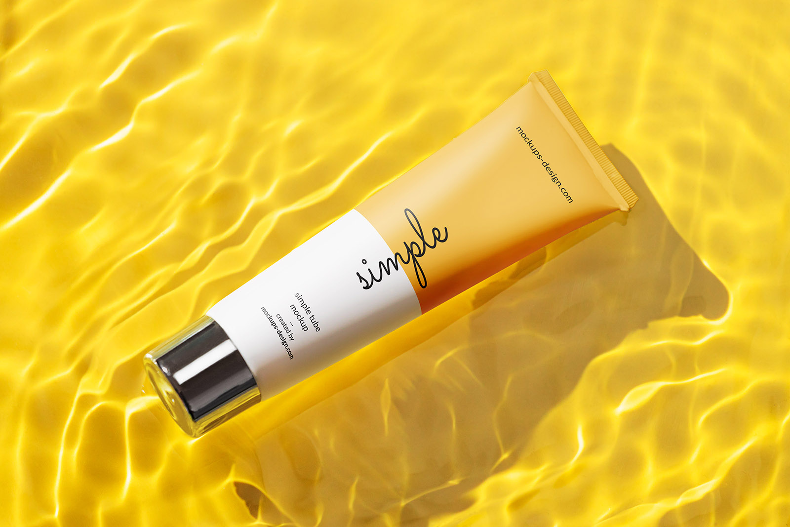 Free Cosmetic Cream Tube On Floating Water Mockup PSD