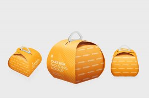 Free Cake Box Carry Packaging Mockup PSD Set
