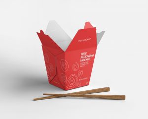 Free Chinese Food Packaging Box Mockup