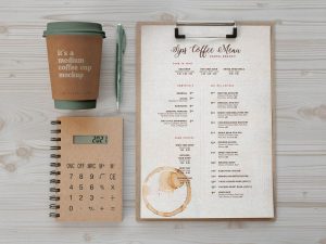 Free Coffee Branding Stationery Mockup PSD
