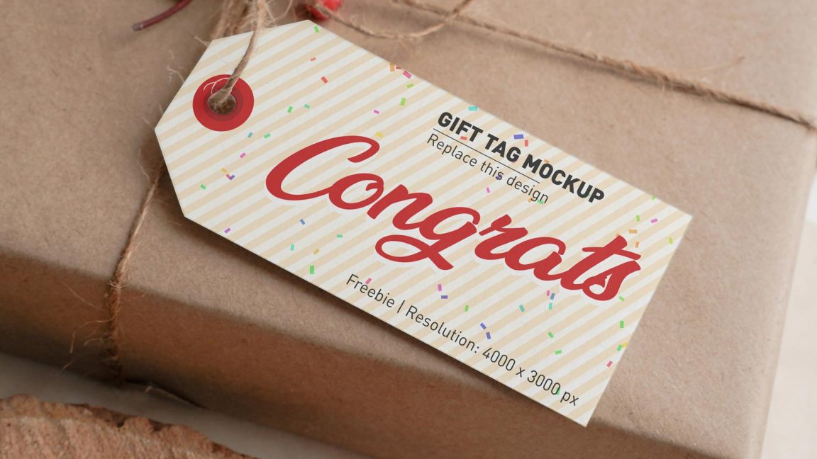 Free Box Packaging Mockup with a Rope tied Paper Name Tag - Free ...