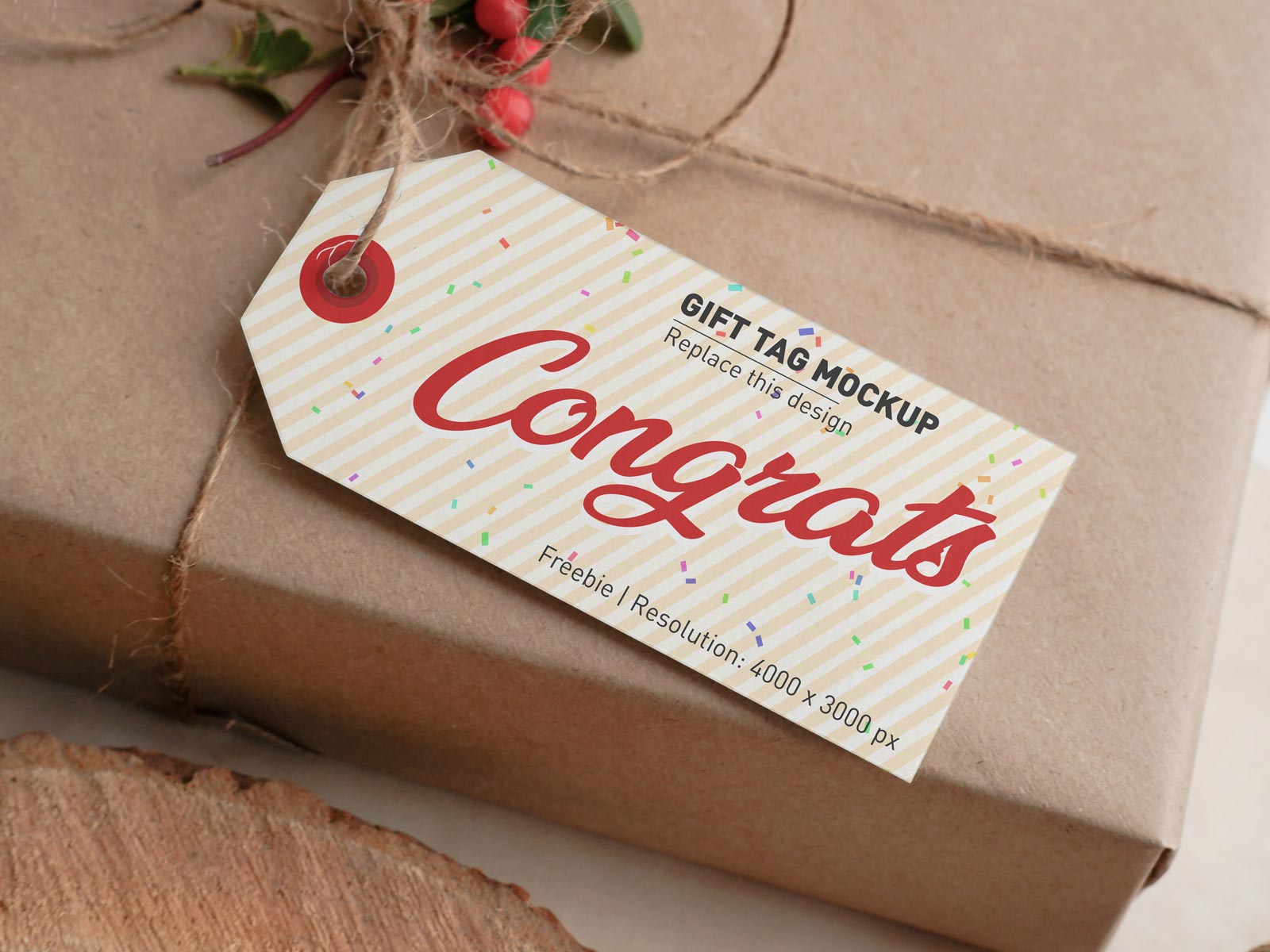 Free Gift Tag Mockup PSD