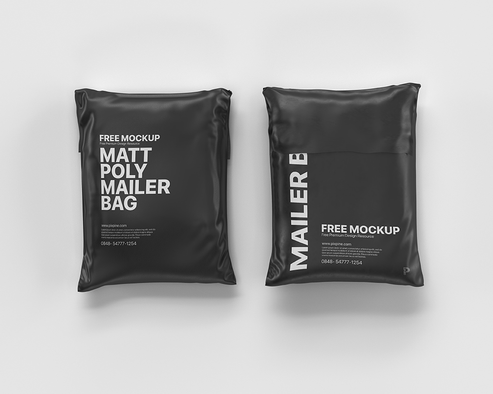 Free Matte Poly Mailer Bag Mockup