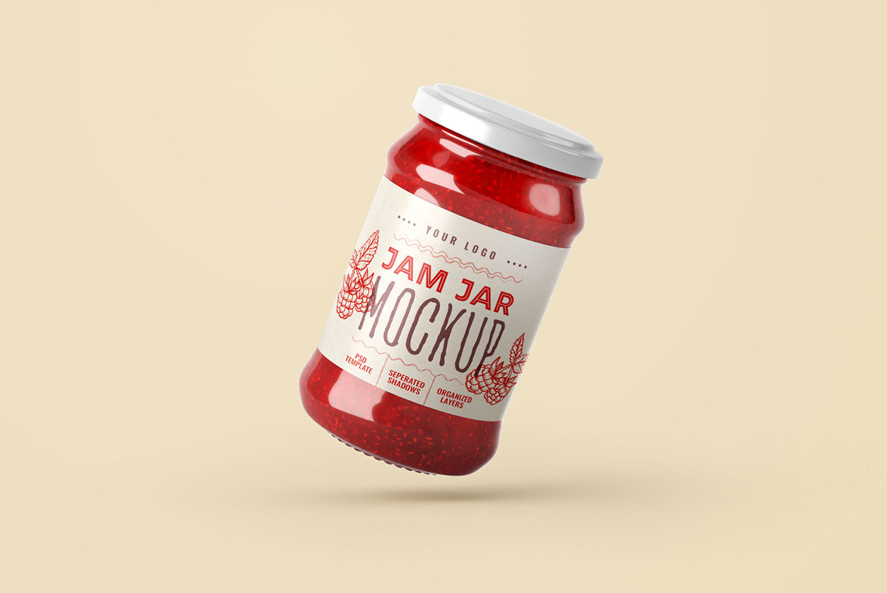 Floating Jam Jar Mockup - Free Packaging Mockup