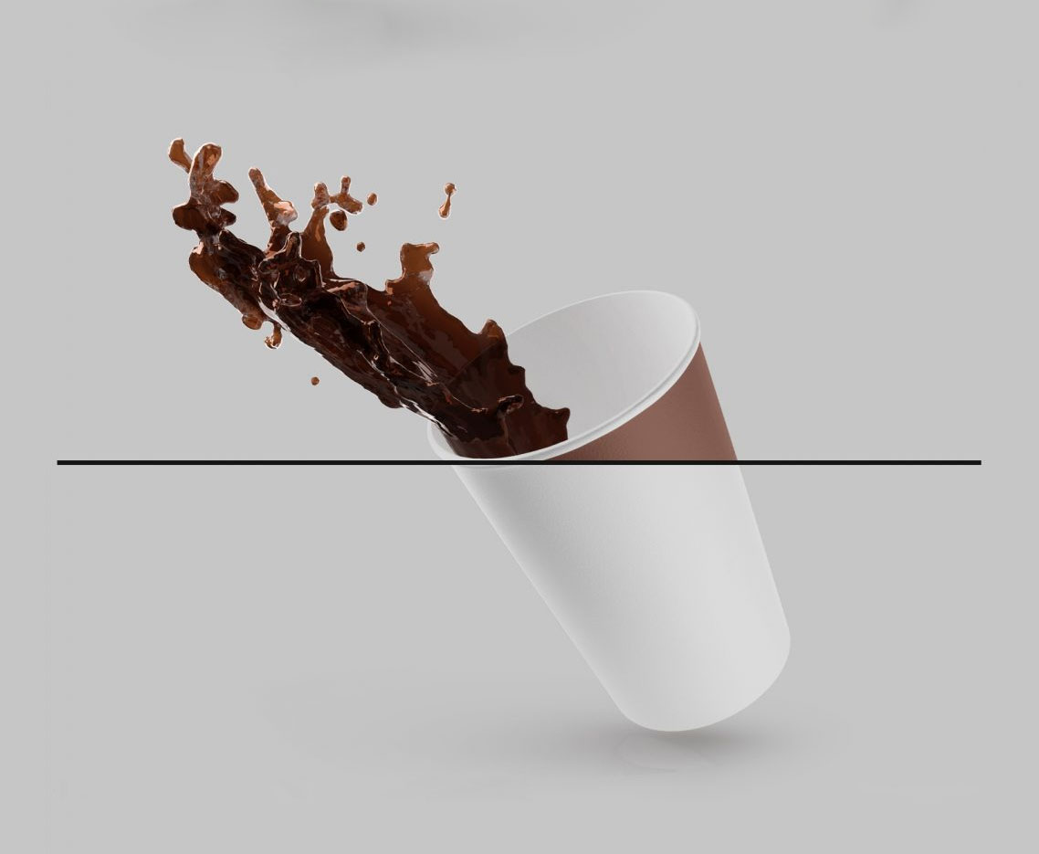 Free Coffee Paper Cup With Splash Mockup PSD Set