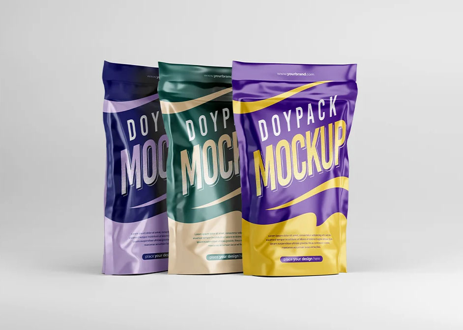 Free Doypack Mockup for Branding Presentations - Free Package Mockups