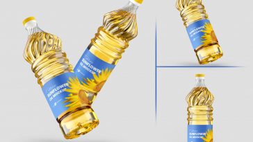 Pacagemockup Free Sunflower Cooking Oil Bottle Mockup Set