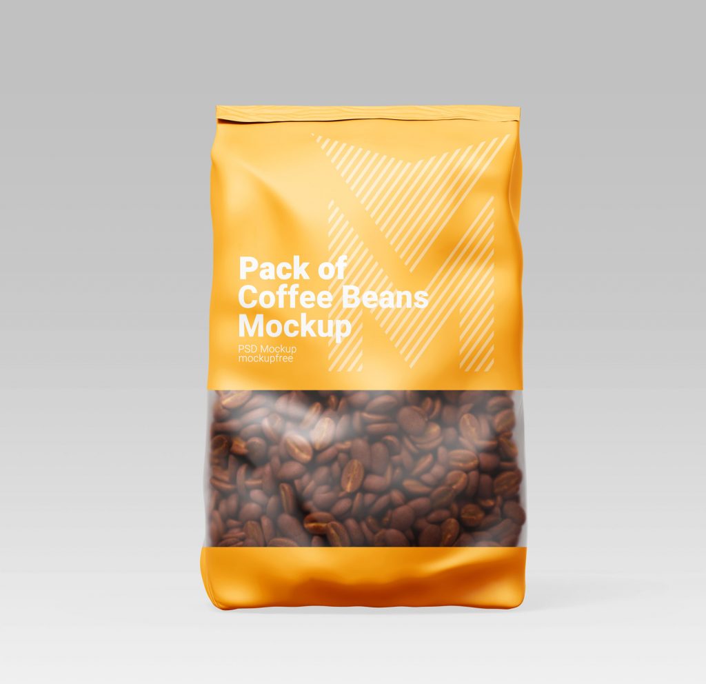 Standing Roasted Whole Coffee Beans Packet Mockup