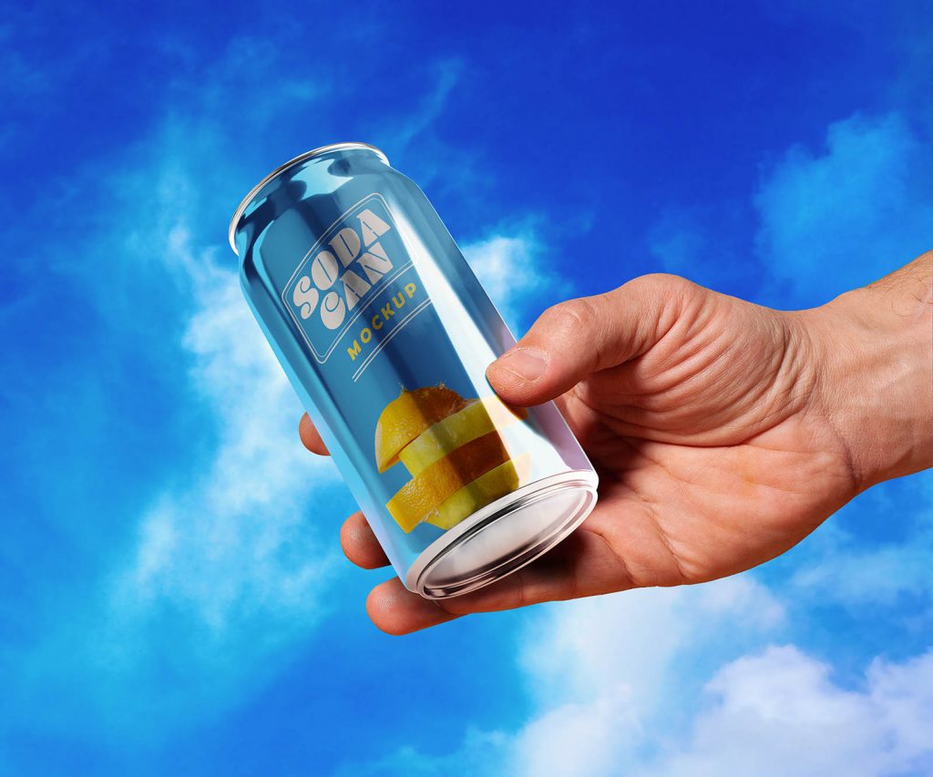 Hand Holding Soda Can Mockup