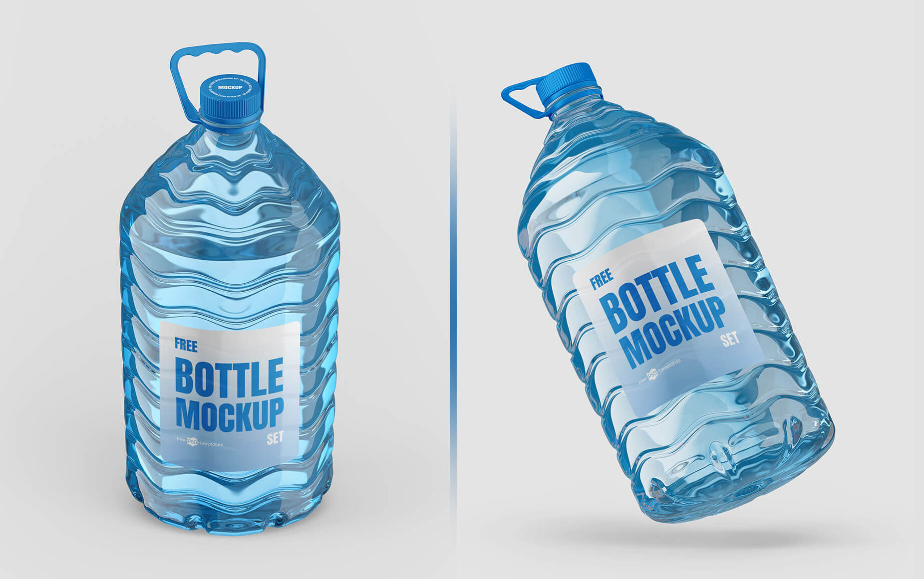 Free 10 Liter Plastic Water Mockups 3 PSD Set
