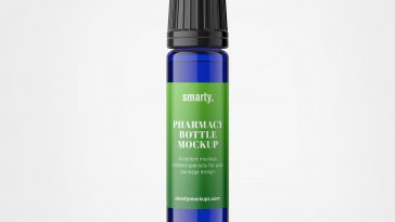 Free 10ml Cobalt Blue Bottle Mockup PSD