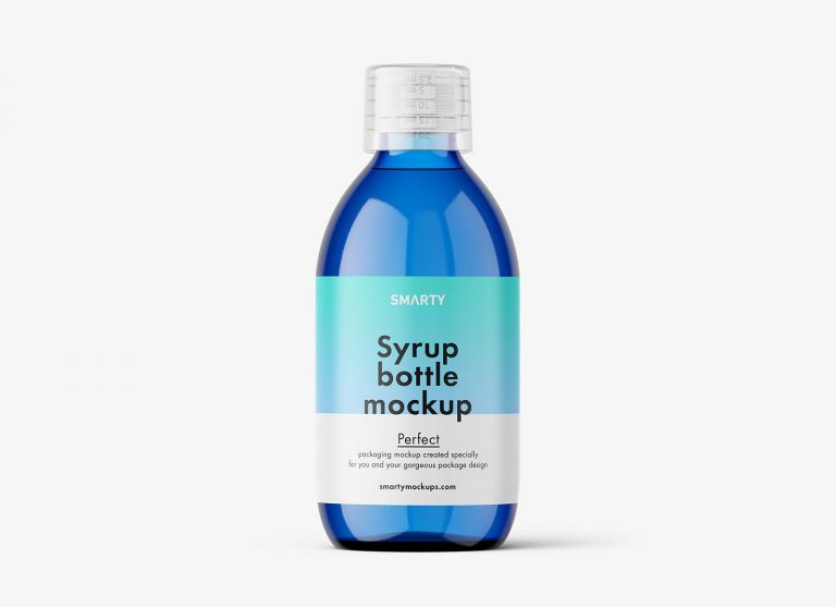 Free 300ml Liquid Medicine Syrup Bottle Mockup PSD