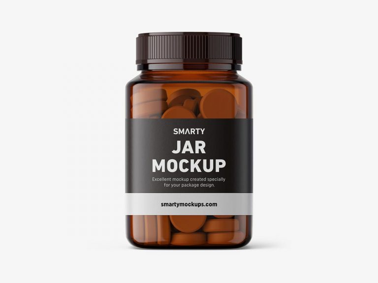 Free Amber Pill / Tablet Bottle Mockup PSD