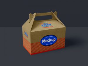 Free Kraft Take Away Gable Box Mockup PSD