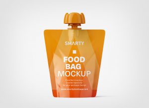Free Glossy Stand-up Pouch Sauce Mockup PSD