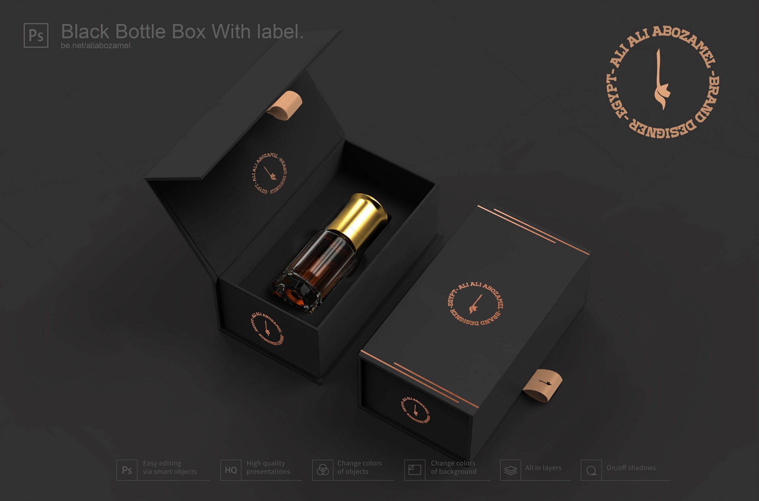 Free Perfume Bottle With Hard Paper Box Mockup