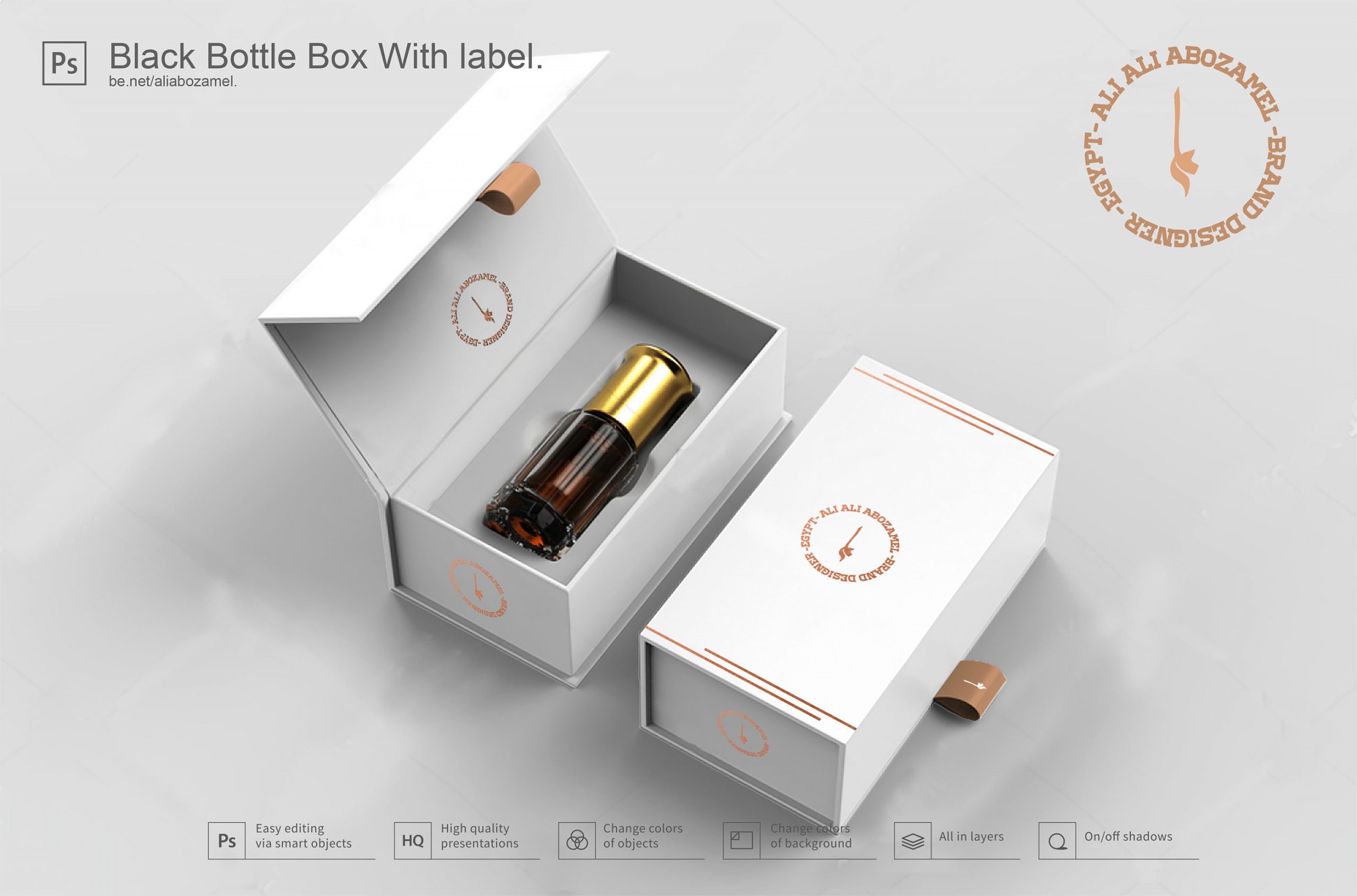 Free Perfume Bottle With Hard Paper Box Mockup