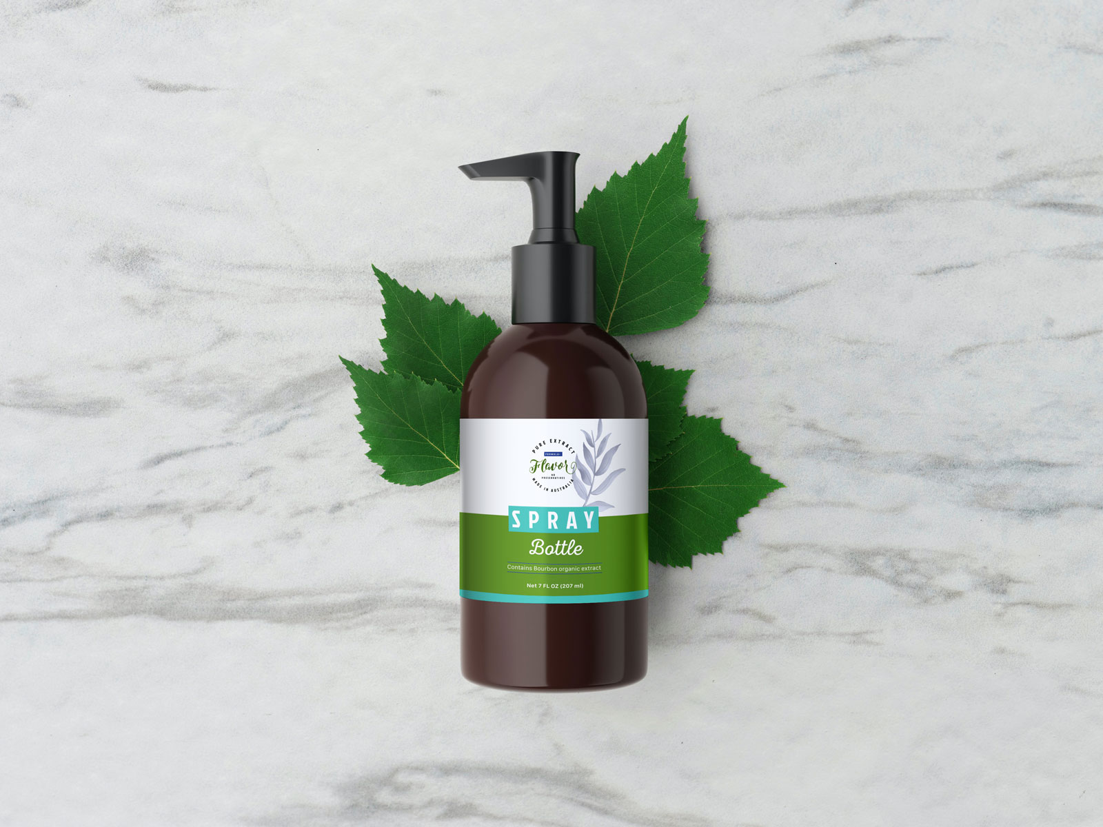 Free Pump Spray Amber Bottle Mockup PSD