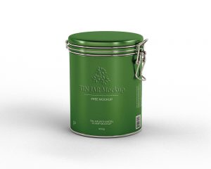 Free Tin Jar with Metal Clamp Mockup