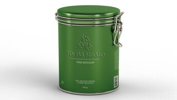 Free Tin Jar with Metal Clamp Mockup