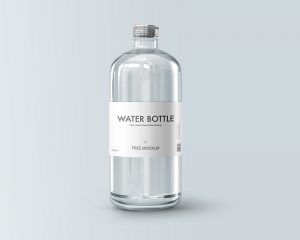 Free Clear Water Glass Bottle Mockup