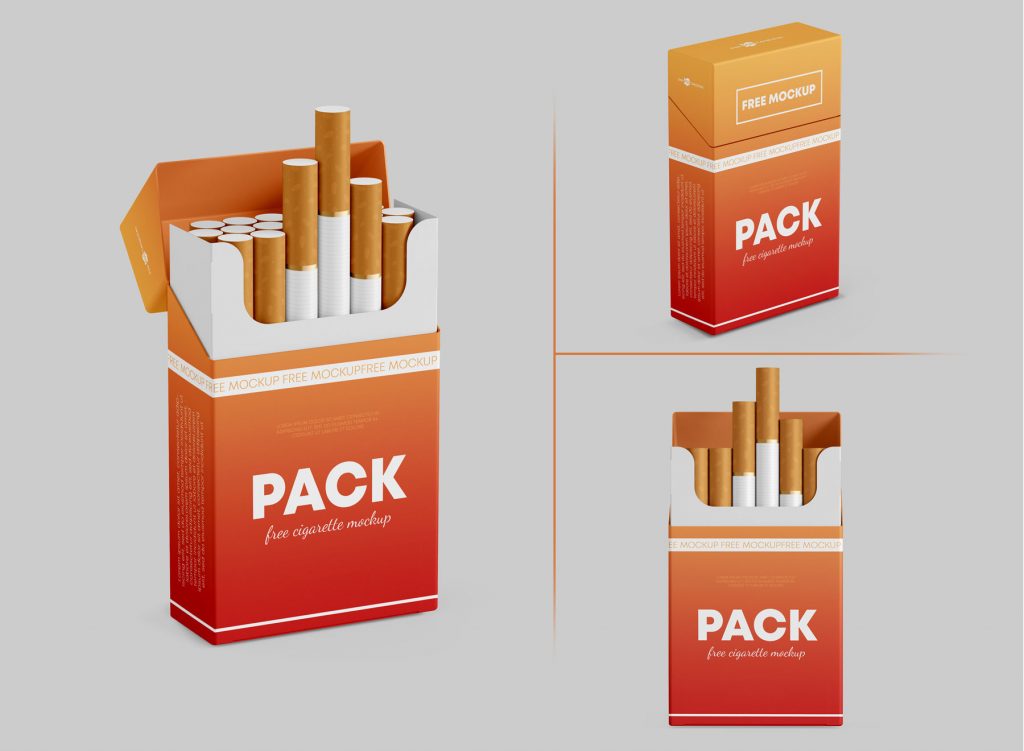 Free Cigarette Pack Box Mockup PSD Set