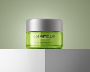 Free Cosmetic Clear Round Jar Mockup 1