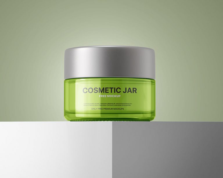 Free Cosmetic Clear Round Jar Mockup 1