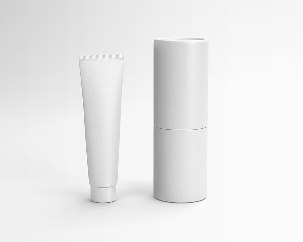 Free Cosmetic Squeeze Tube with Paper Packaging Tube Mockup