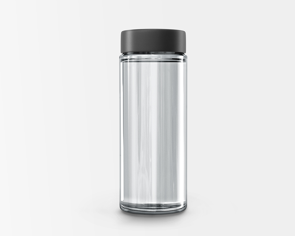 Free Cylindrical Clear Glass Bottle Mockup