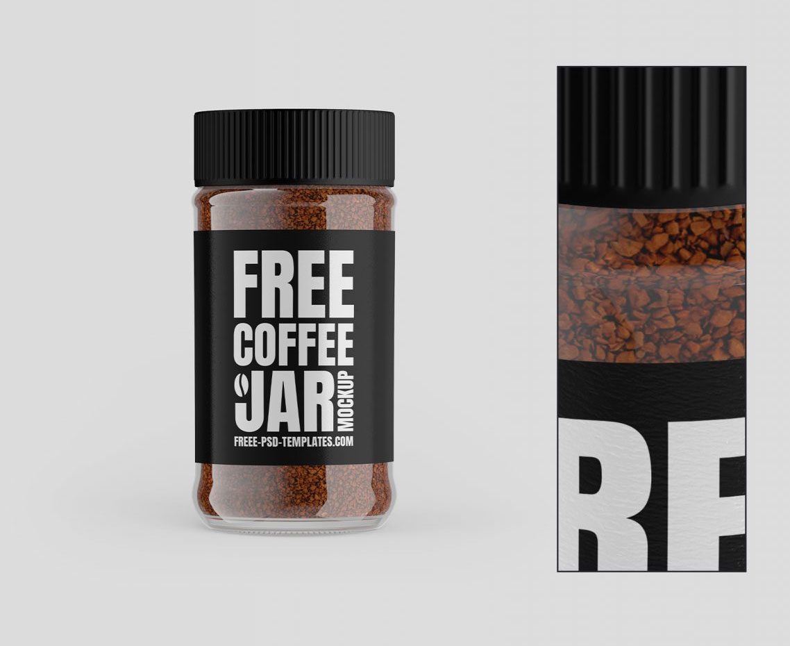 Free Glass Coffee Jar Mockup PSD Set