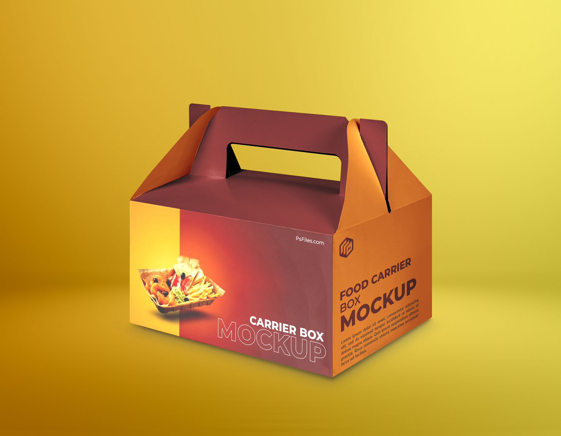 Free Take Away Gable Package Box Mockup
