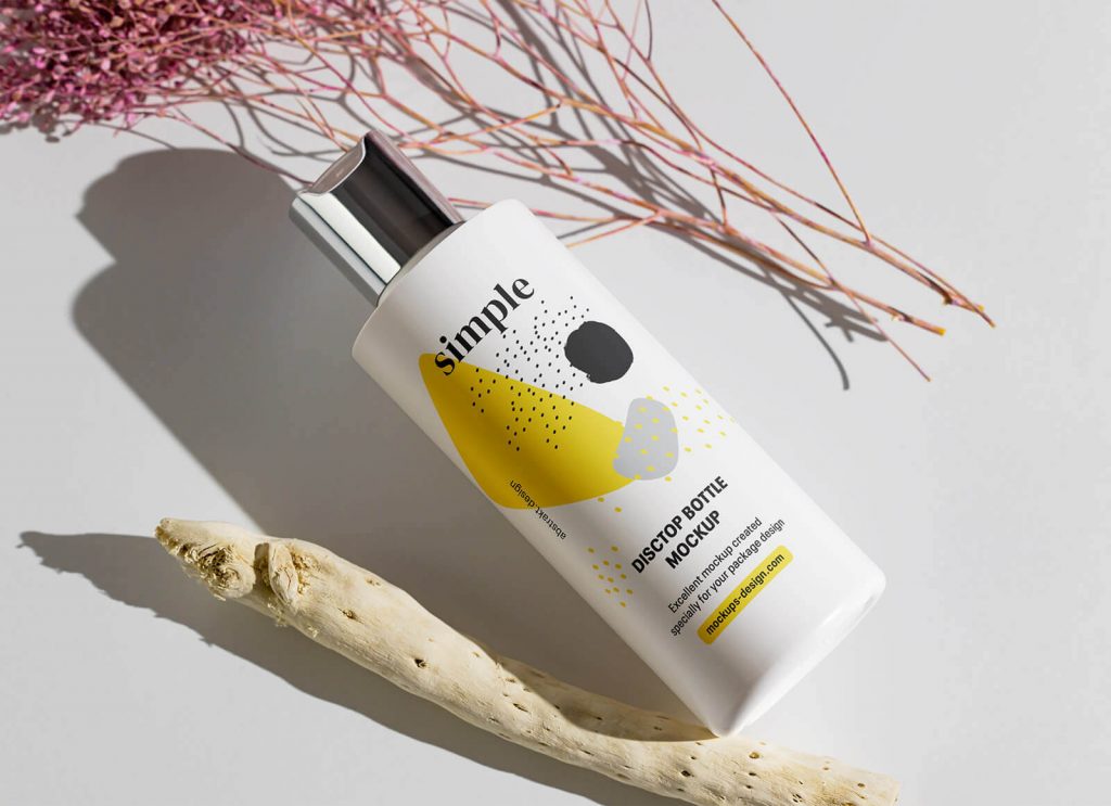 Free Disc Top Cap Bottle Mockup PSD