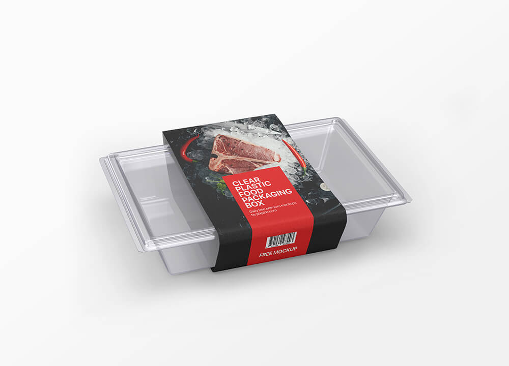 Free Clear Plastic Food Box Mockup 1