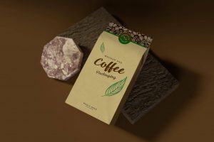 Free Kraft Paper Coffee Standing Pouch Mockup PSD