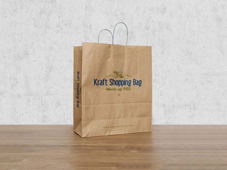 Free Kraft Paper Shopping Bag Mockup PSD