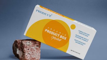 Free Product Box on Rock Mockup PSD