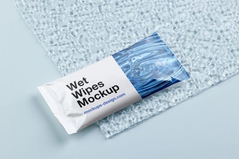 Free Disposable Wet Wipes Packaging Mockup PSD