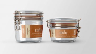 Free Airtight Clear Glass Jar Label Mockup