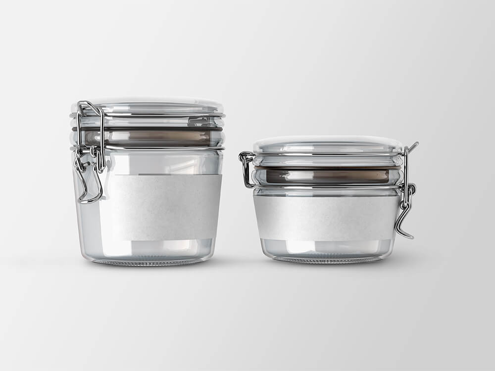 Free Airtight Clear Glass Jar Label Mockup