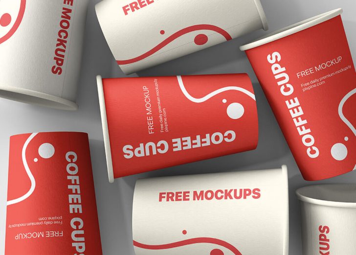 Free Paper Coffee Cups Mockup Scene - PacageMockup