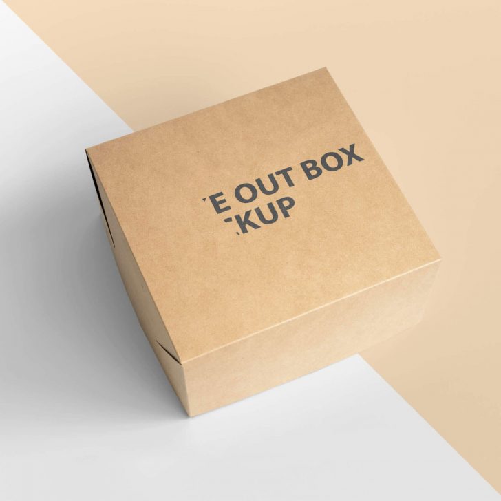 Free Kraft Paper Take Out Packaging Box Mockup - PacageMockup
