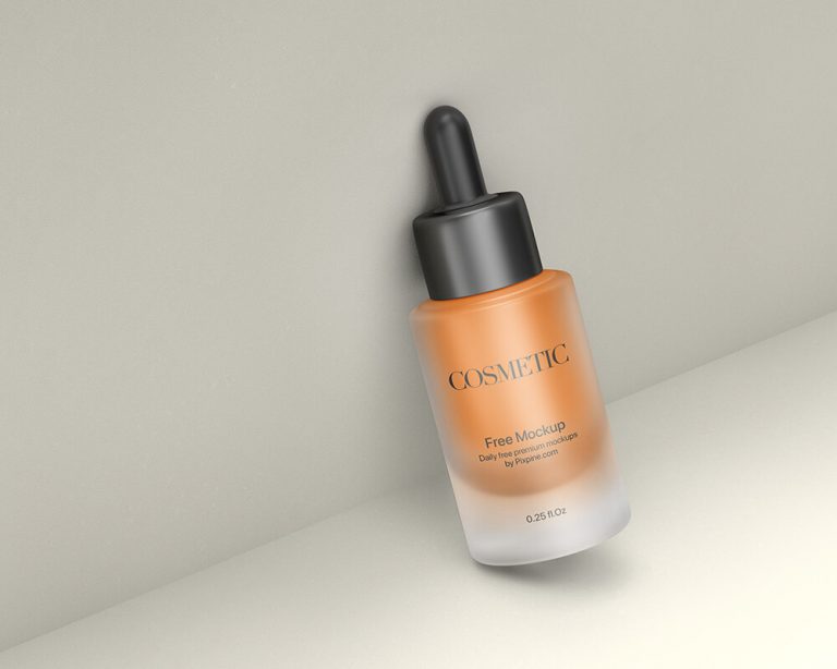 Free Frosted Cosmetic Dropper Bottle Mockup 1