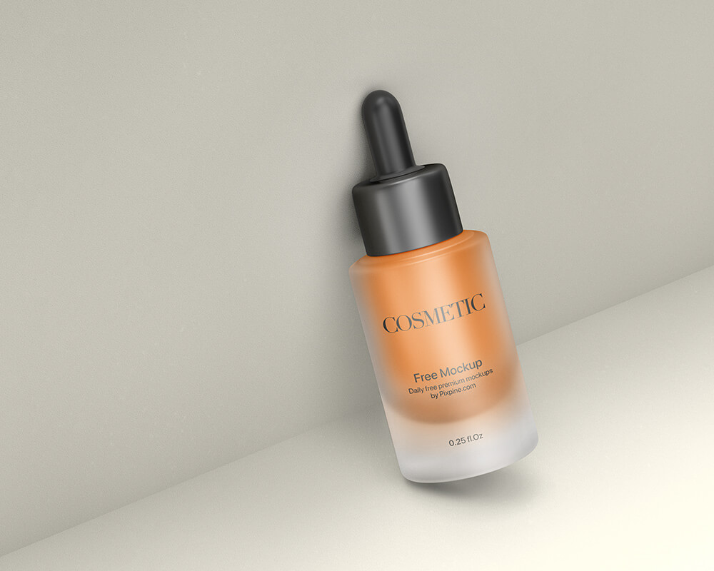 Free Frosted Cosmetic Dropper Bottle Mockup 1