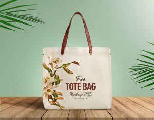 Free Organic Cotton Tote Bag With Leather Strap