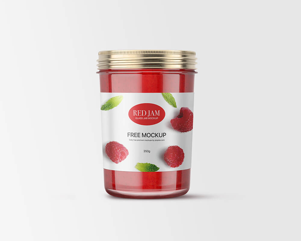 Free Red Jam Glass Jar Mockup 1